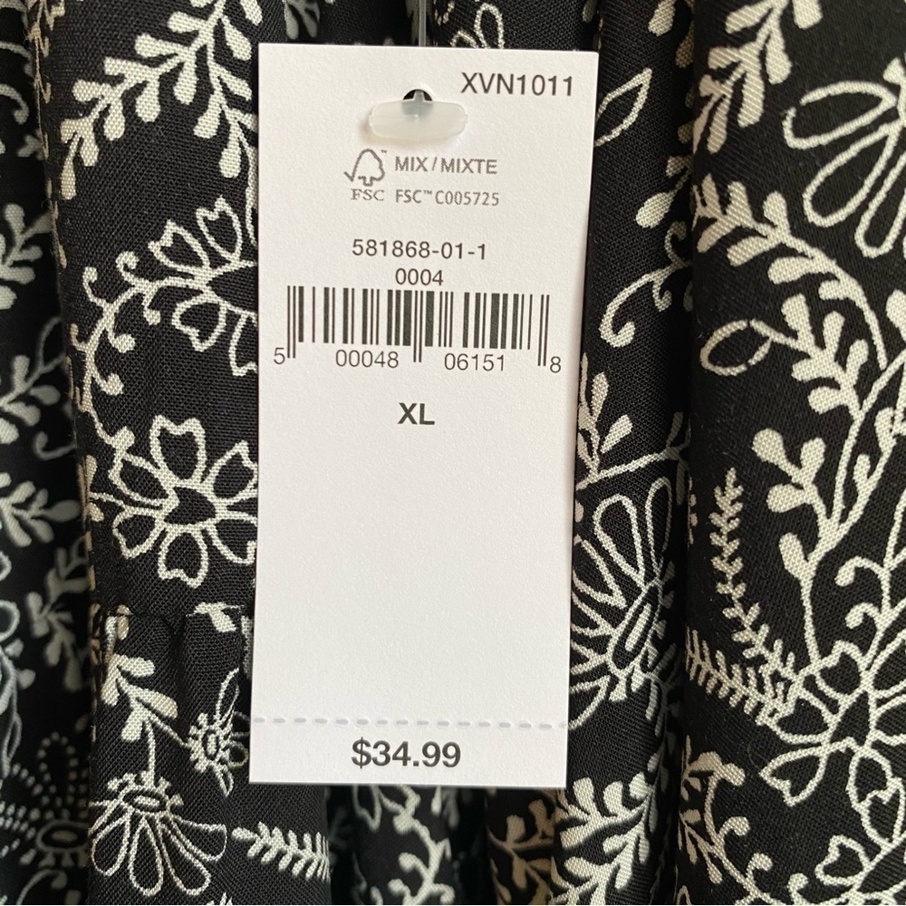 Old Navy Women's Drop-Waist Black With White Floral Dress Size XL New With Tag - Picture 11 of 11